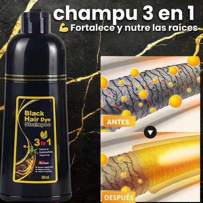 Recupera un cabello joven y cubre las canas desde casa  Negro🖤 Natural  500 ml por bote.