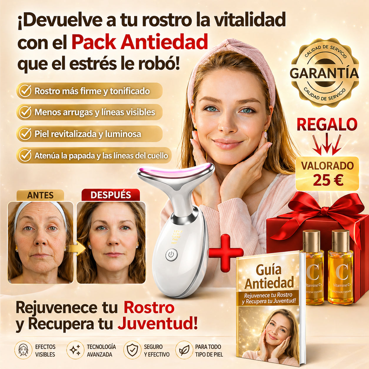 Recupera la Firmeza de tu Rostro  sin cirugía desde casa Tratamiento antiedad /Pack Lift & Glow™