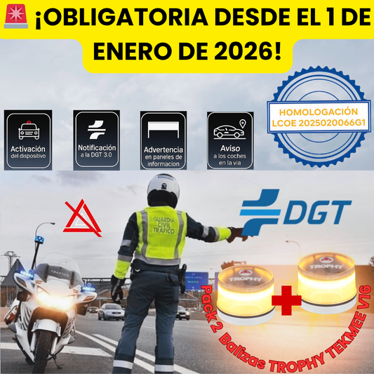 Pack 2 Balizas TROPHY TEKMEE V16 con / Geolocalización DGT 3.0