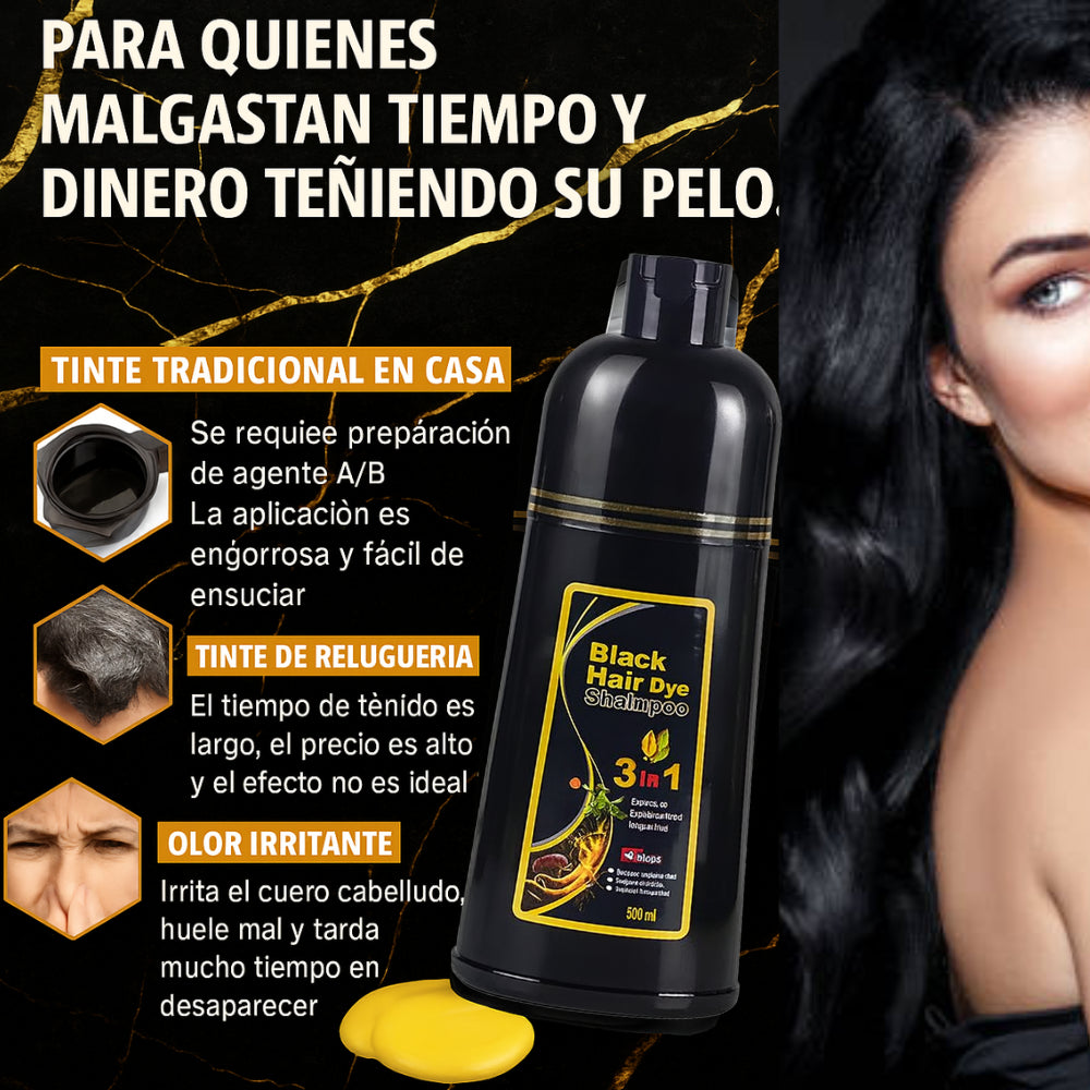 Recupera un cabello joven y cubre las canas desde casa  Negro🖤 Natural  500 ml por bote.