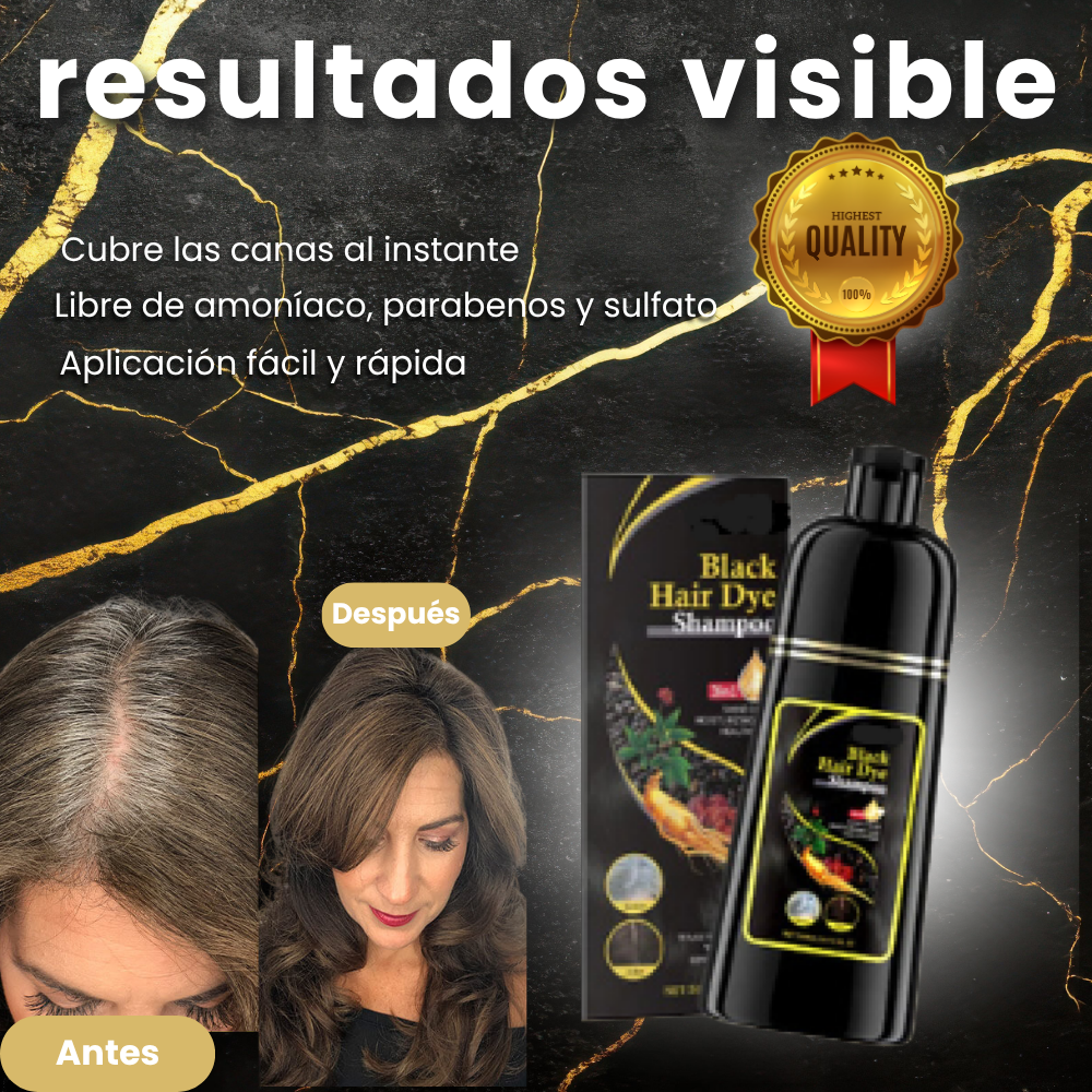 ELIMINA LAS CANAS EN 3 LAVADOS / CHAMPÚ ANTICANAS — COLOR 🖤 NEGRO