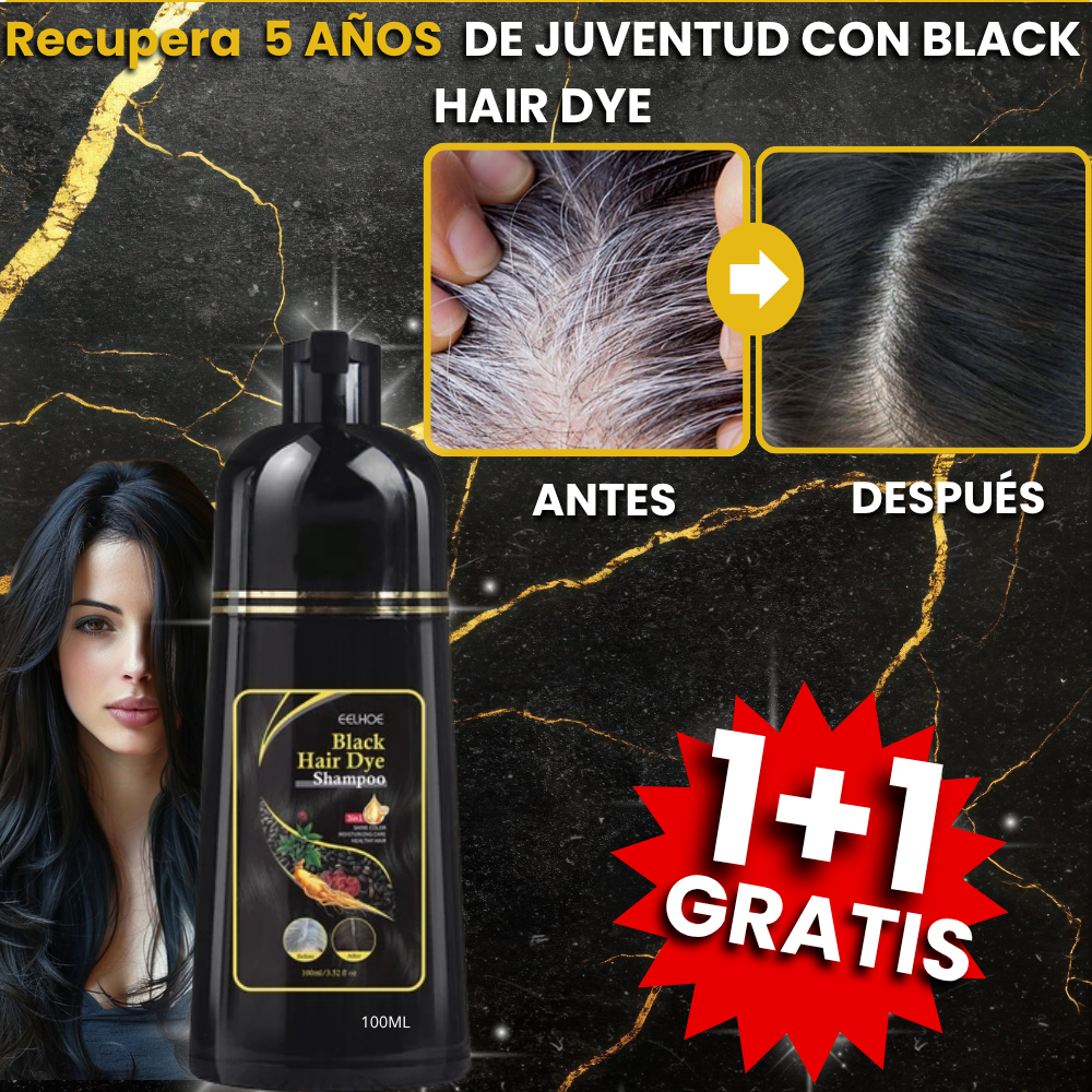 ELIMINA LAS CANAS EN 3 LAVADOS / CHAMPÚ ANTICANAS — COLOR 🖤 NEGRO
