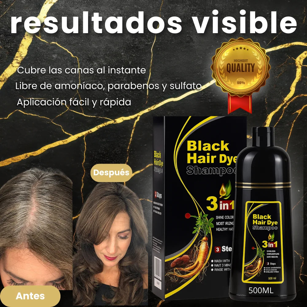 Recupera un cabello joven y cubre las canas desde casa  Negro🖤 Natural  500 ml por bote.