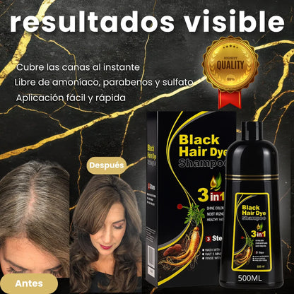 Recupera un cabello joven y cubre las canas desde casa  Negro🖤 Natural  500 ml por bote.